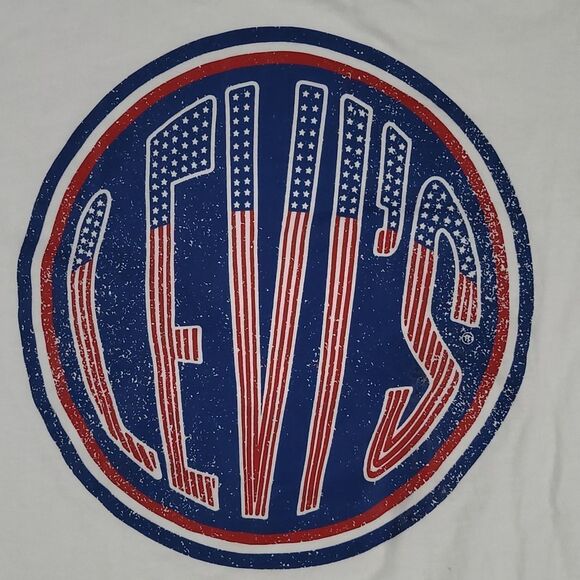🔸️Levi's White & Blue Graphic Logo Short Sleeve Top Youth Large - Picture 7 of 11